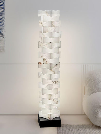 Stacked Alabaster Squares Tall Lamp Floor Lamp