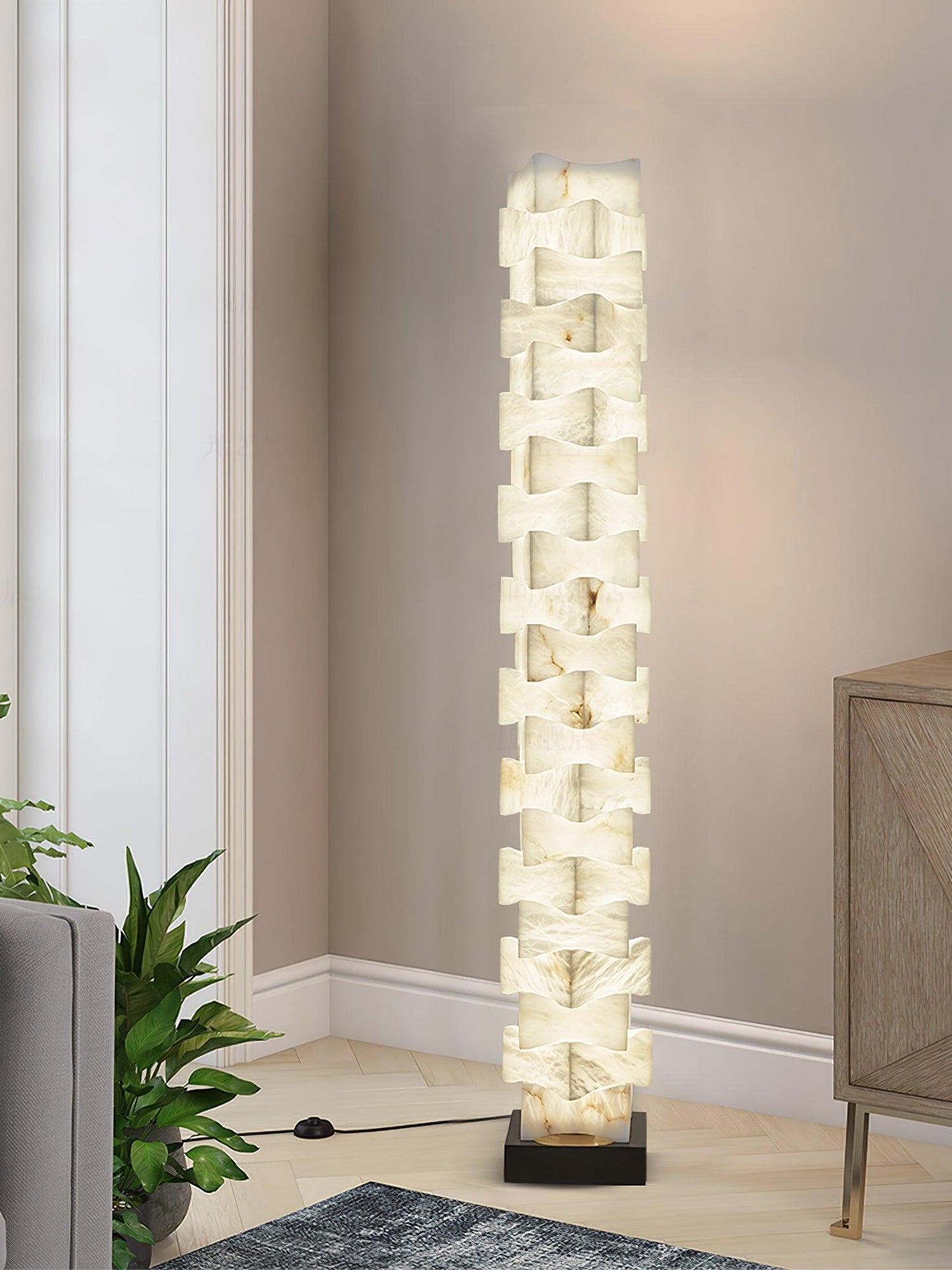 Stacked Alabaster Squares Tall Lamp Floor Lamp