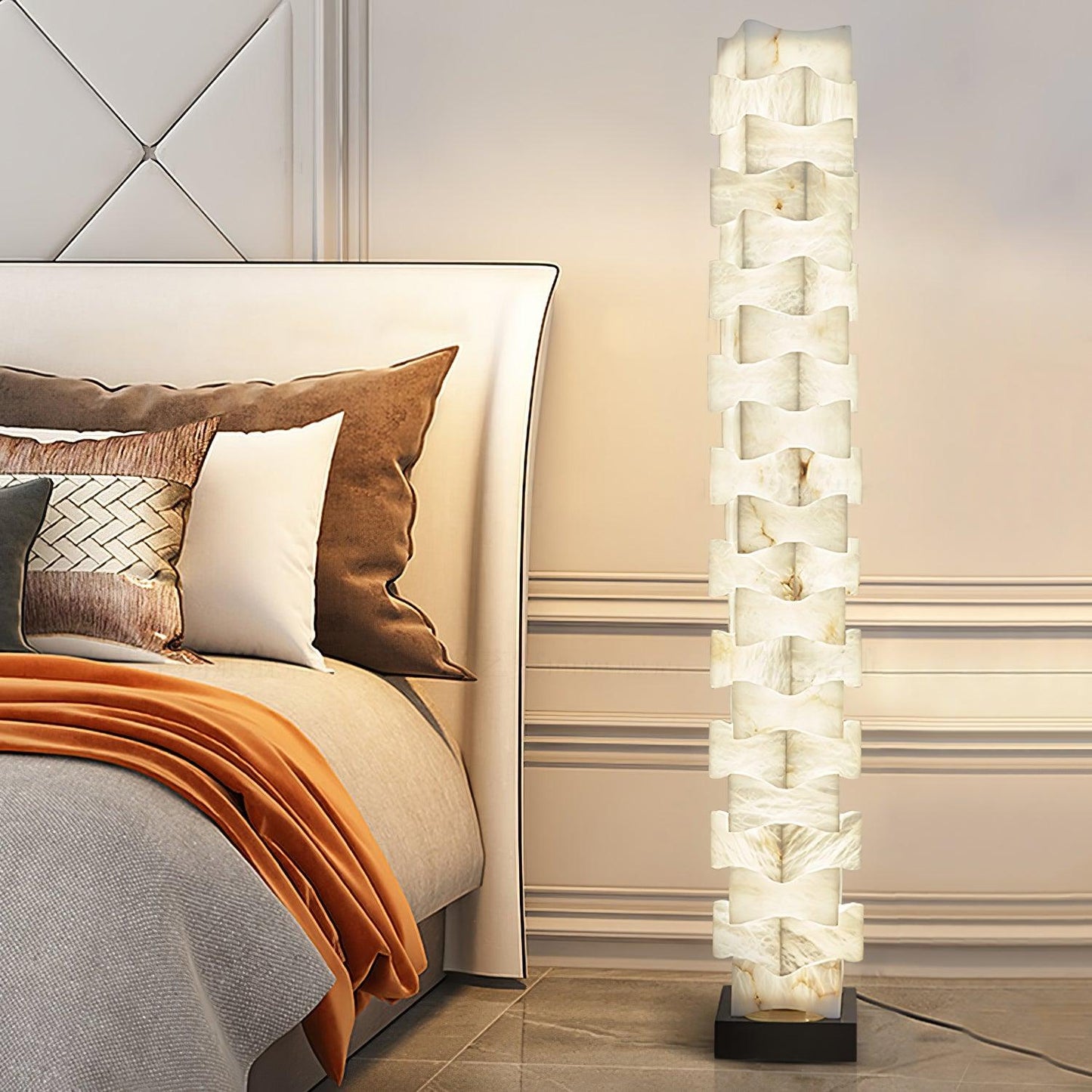 Stacked Alabaster Squares Tall Lamp Floor Lamp