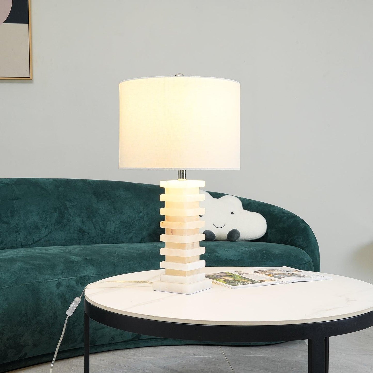 Stacked Alabaster Side table lamp Table Lamp