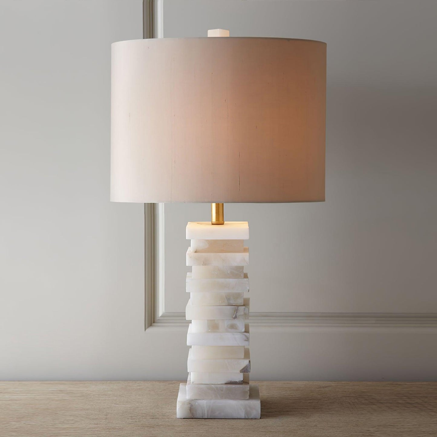 Stacked Alabaster Side table lamp Table Lamp