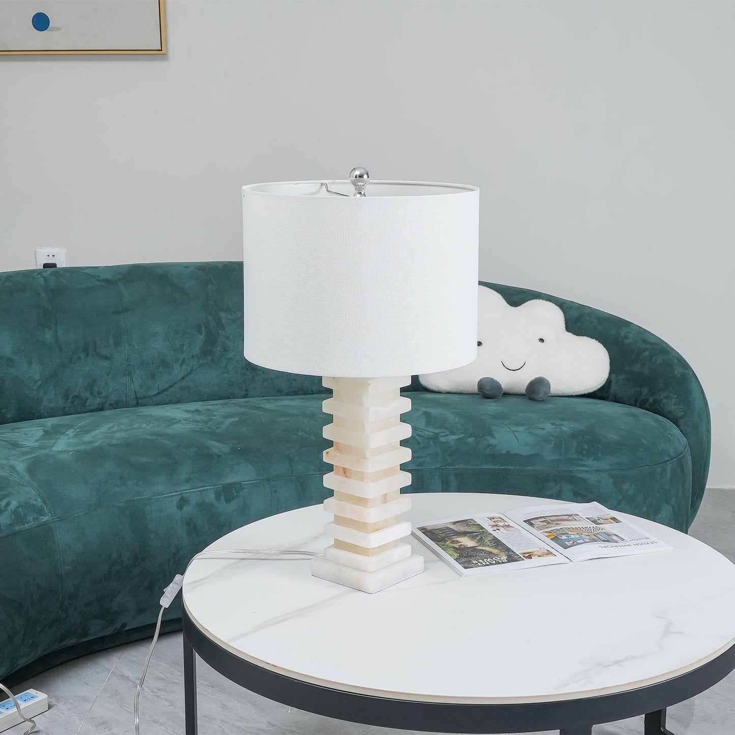 Stacked Alabaster Side table lamp Table Lamp