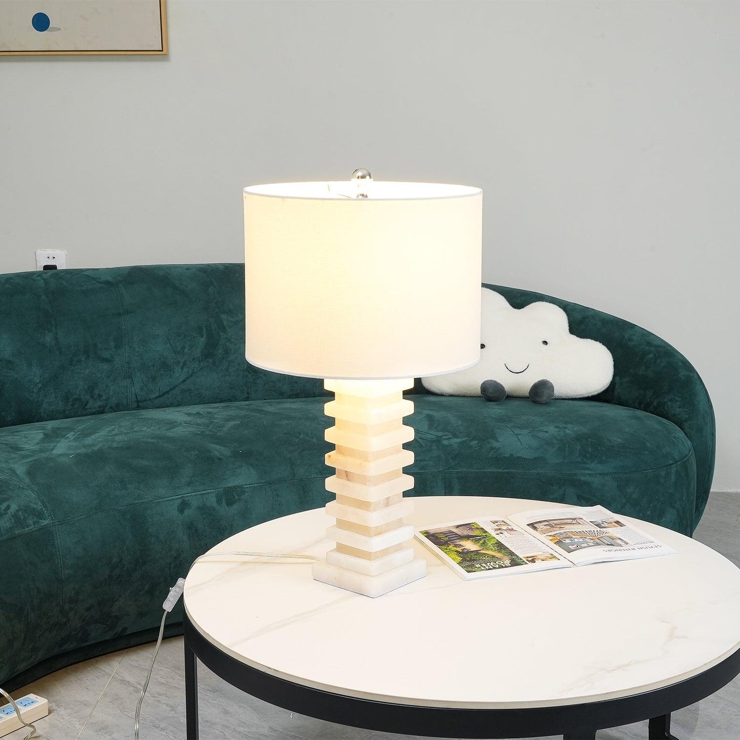 Stacked Alabaster Side table lamp Table Lamp