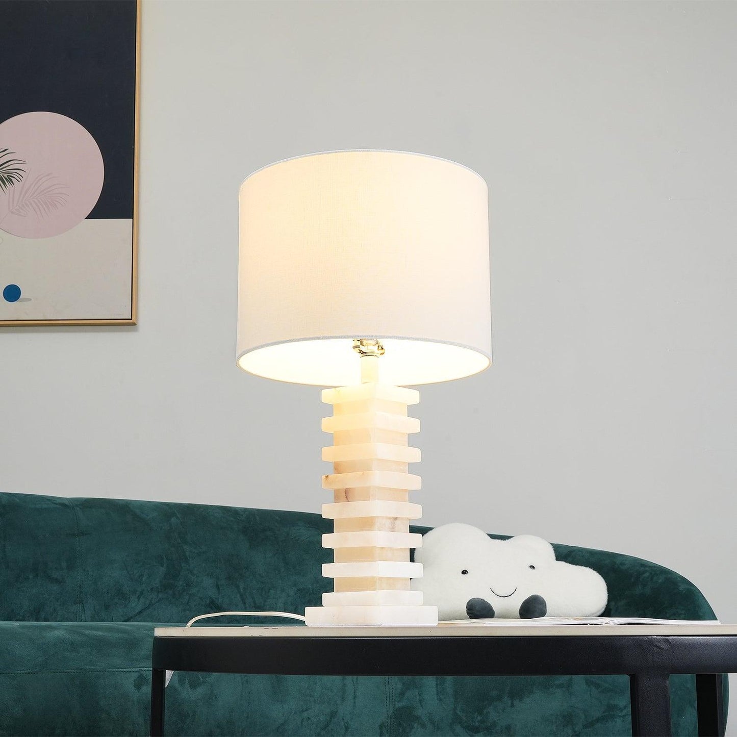 Stacked Alabaster Side table lamp Table Lamp