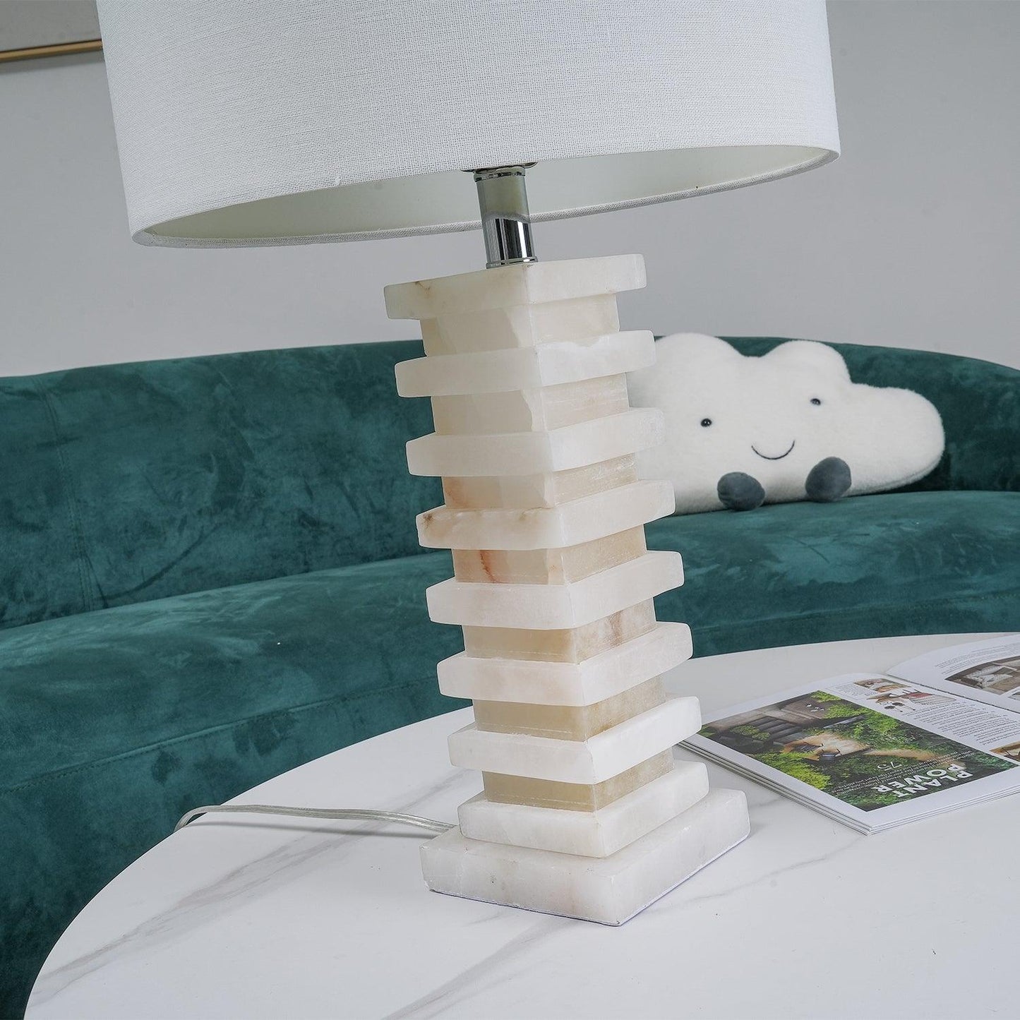 Stacked Alabaster Side table lamp Table Lamp