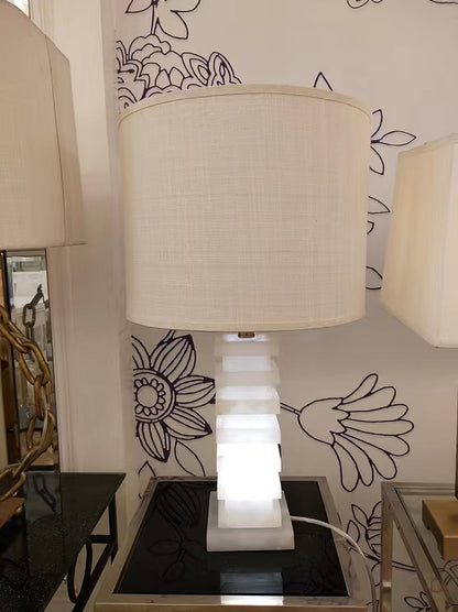 Stacked Alabaster Side table lamp Table Lamp