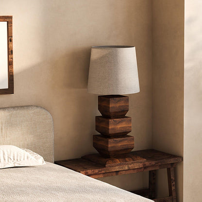 Stacked Wooden Side table lamp Table Lamp