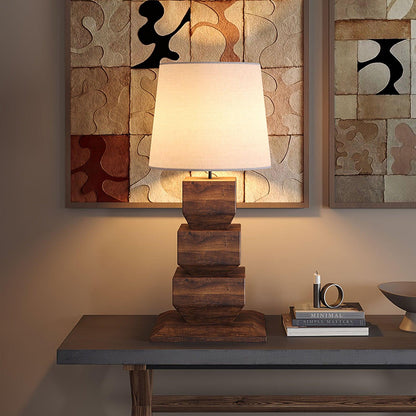 Stacked Wooden Side table lamp Table Lamp