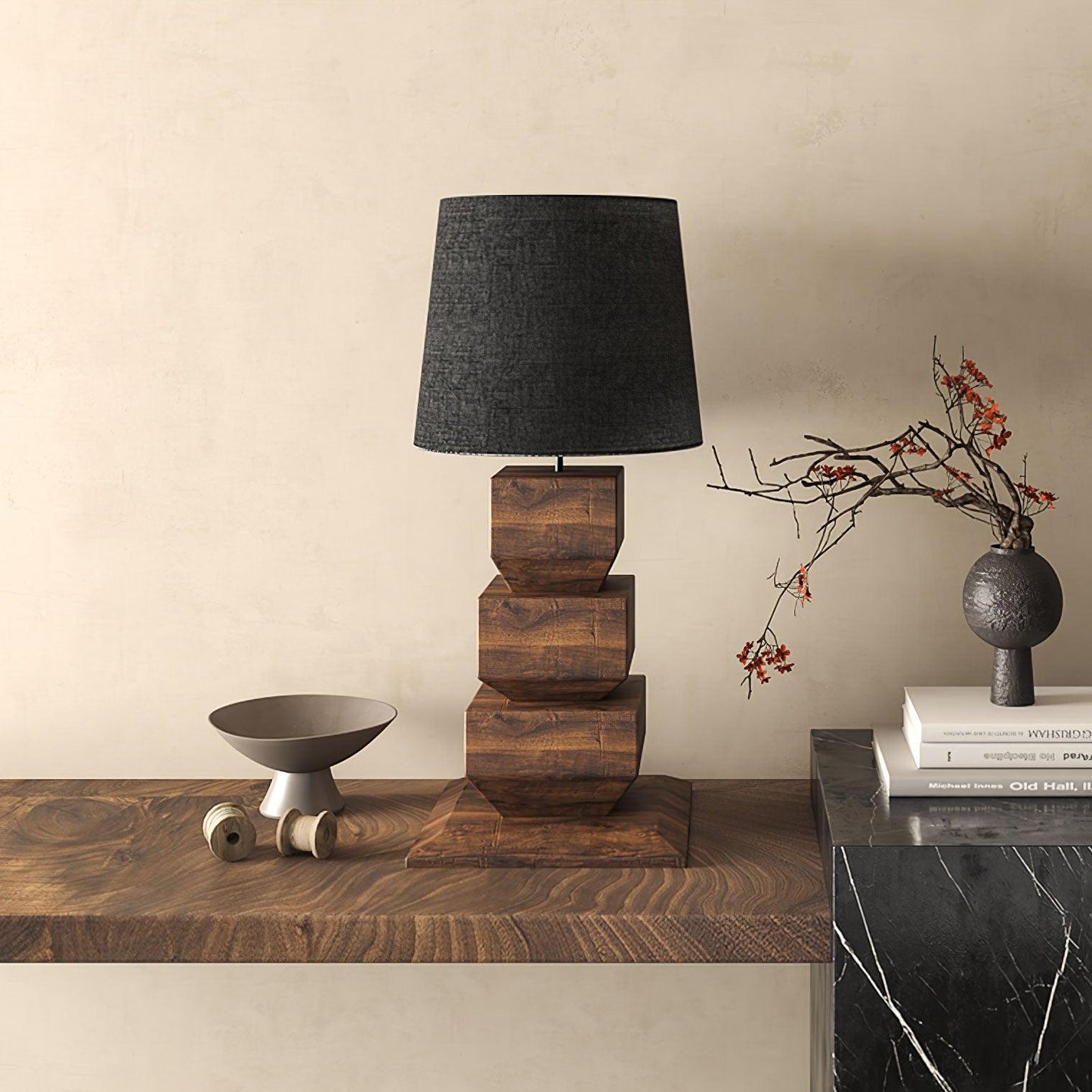 Stacked Wooden Side table lamp Table Lamp