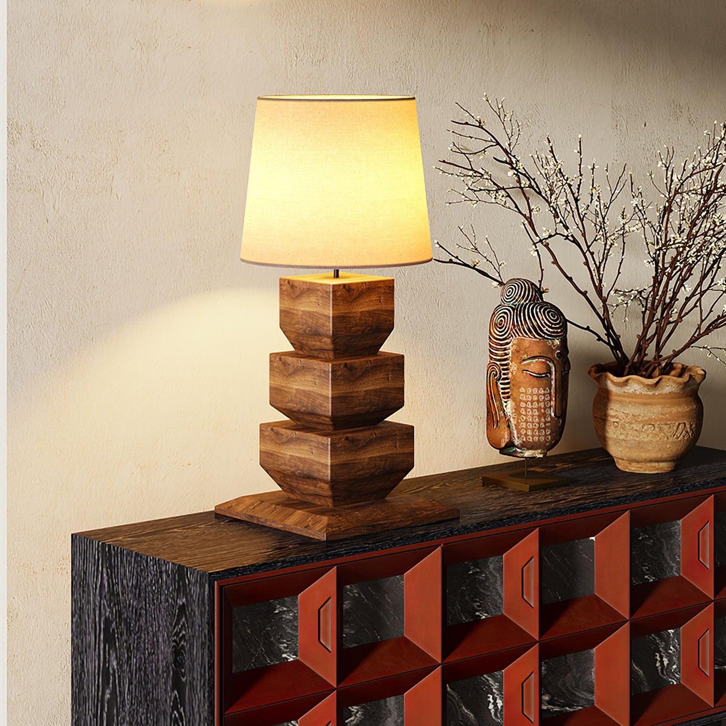 Stacked Wooden Side table lamp Table Lamp