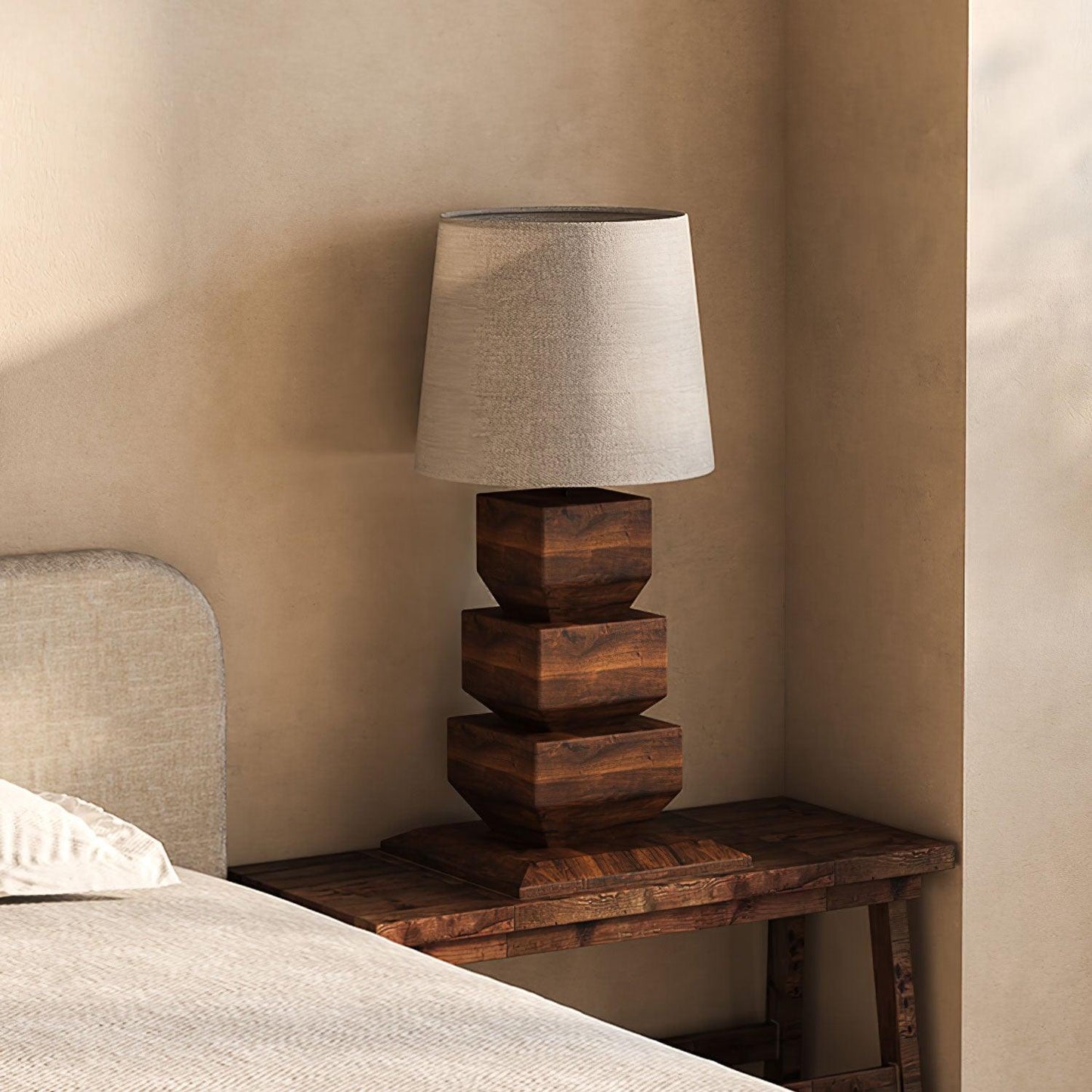 Stacked Wooden Side table lamp Table Lamp