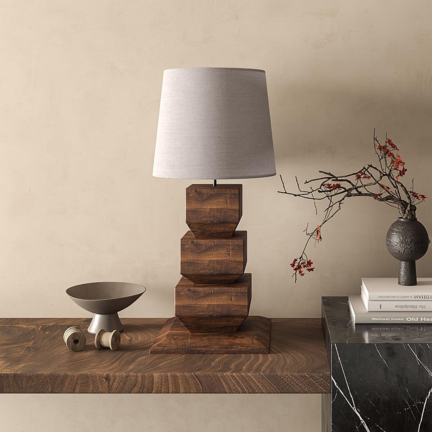 Stacked Wooden Side table lamp Table Lamp