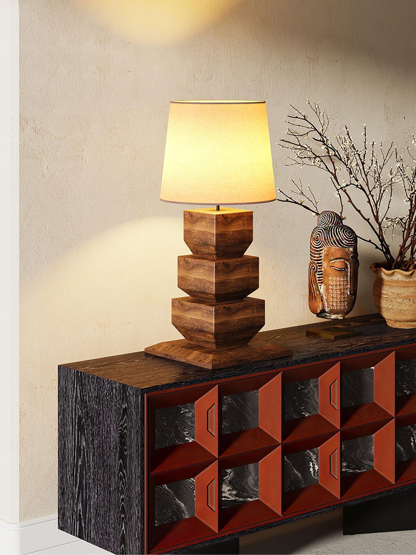 Stacked Wooden Side table lamp Table Lamp