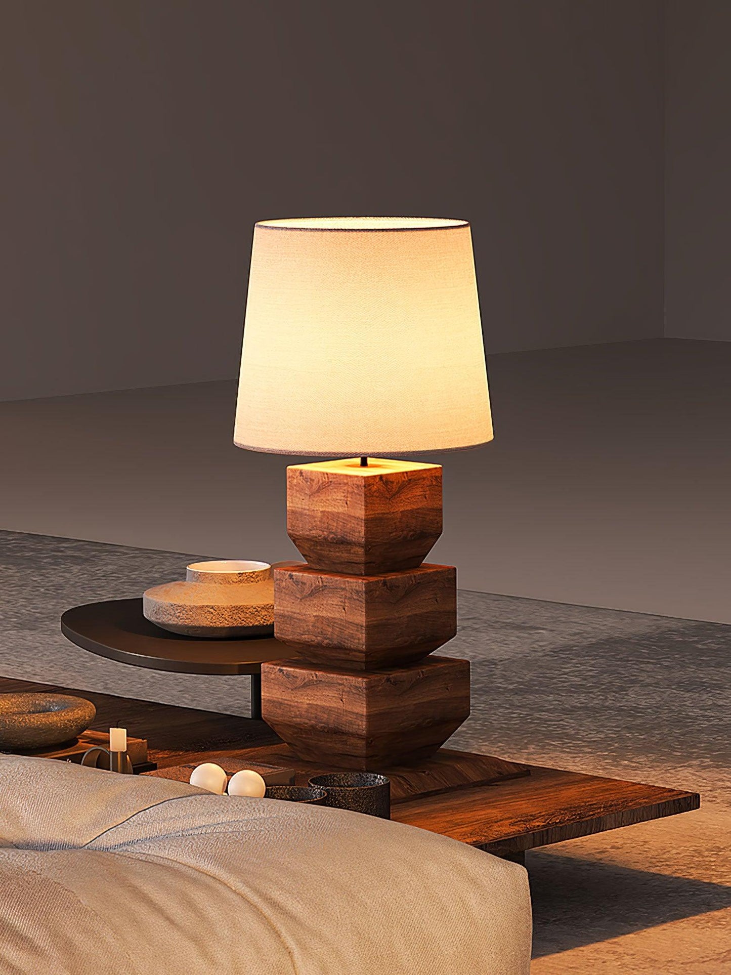 Stacked Wooden Side table lamp Table Lamp