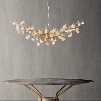 Stone Crystal Brass Electrolier Chandelier