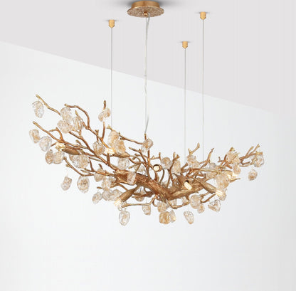 Stone Crystal Brass Electrolier Chandelier