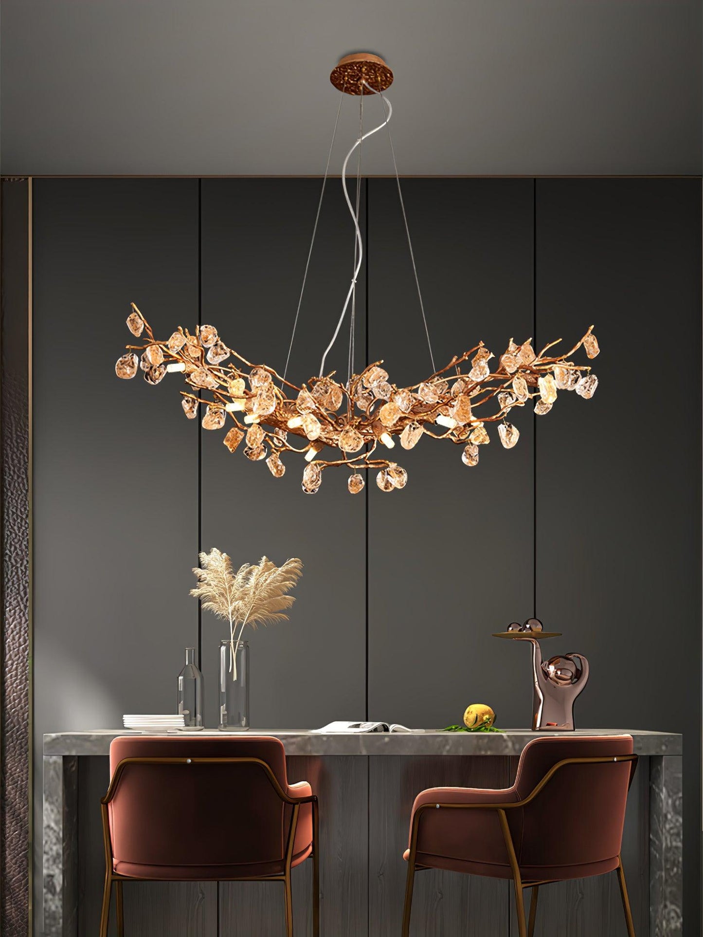 Stone Crystal Brass Electrolier Chandelier