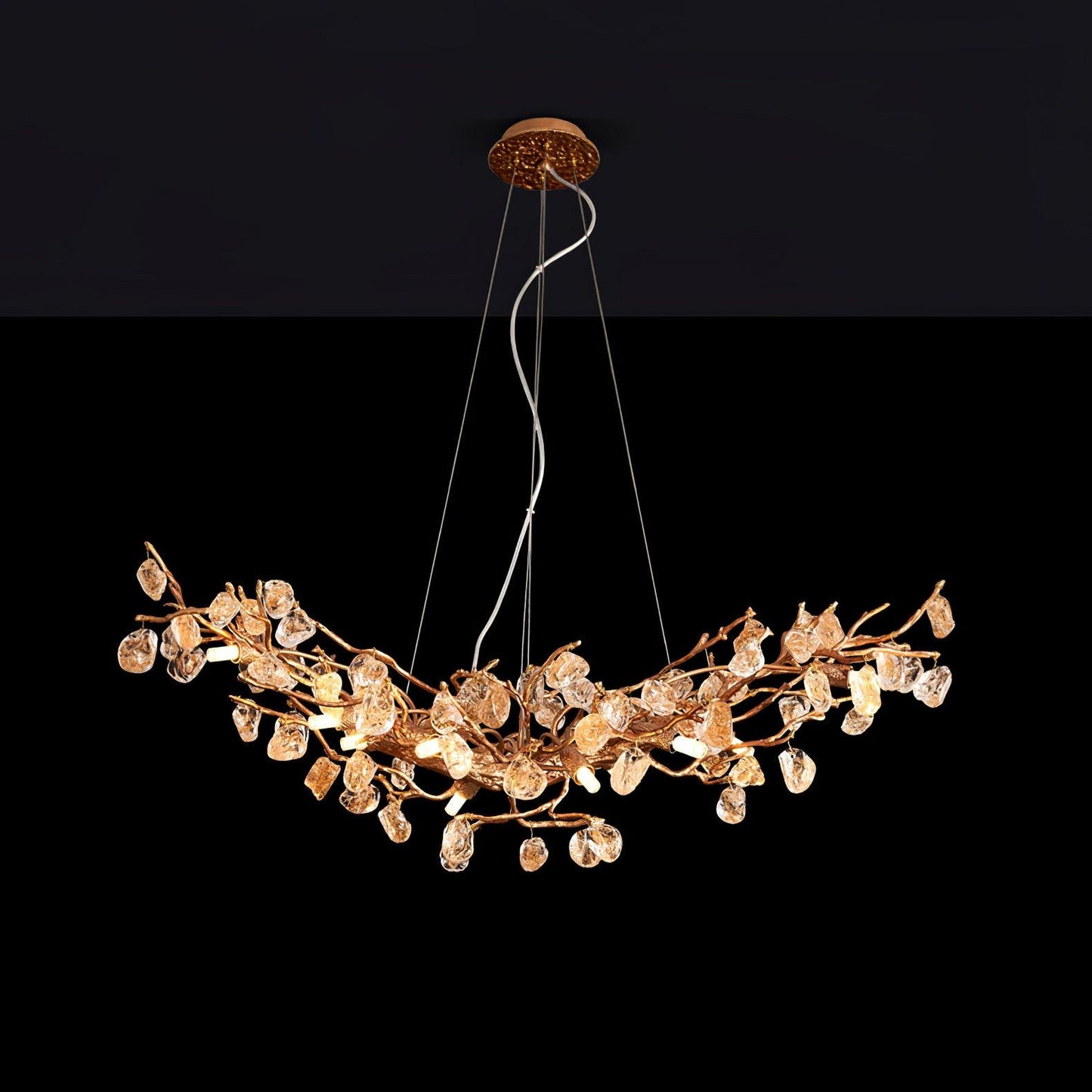 Stone Crystal Brass Electrolier Chandelier