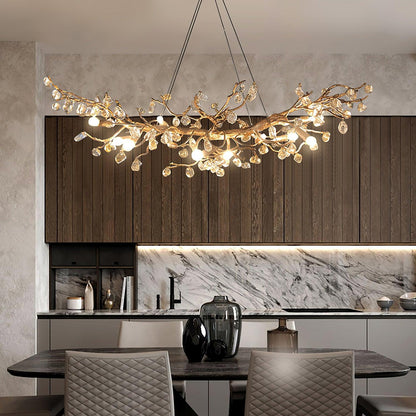 Stone Crystal Brass Electrolier Chandelier