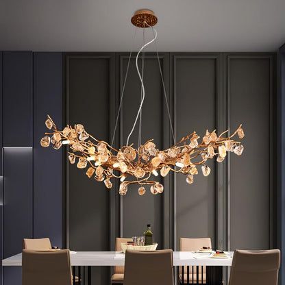 Stone Crystal Brass Electrolier Chandelier