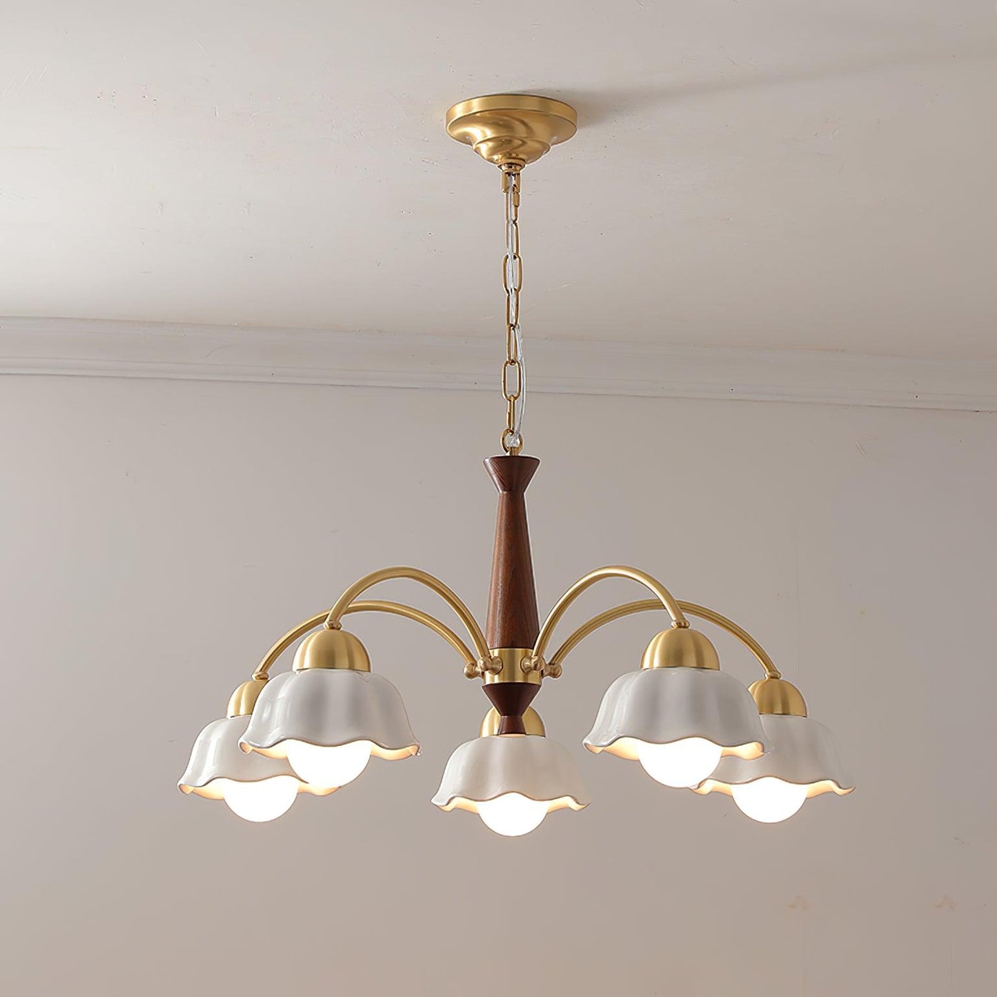 Swedish Modern Brass Ceiling fixture Chandelier