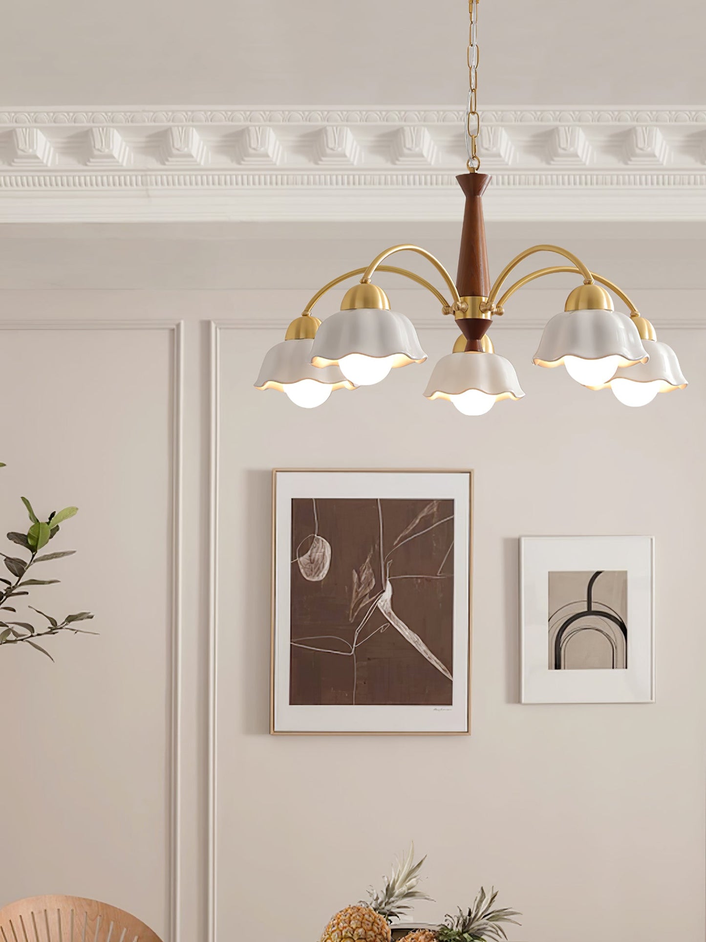 Swedish Modern Brass Ceiling fixture Chandelier