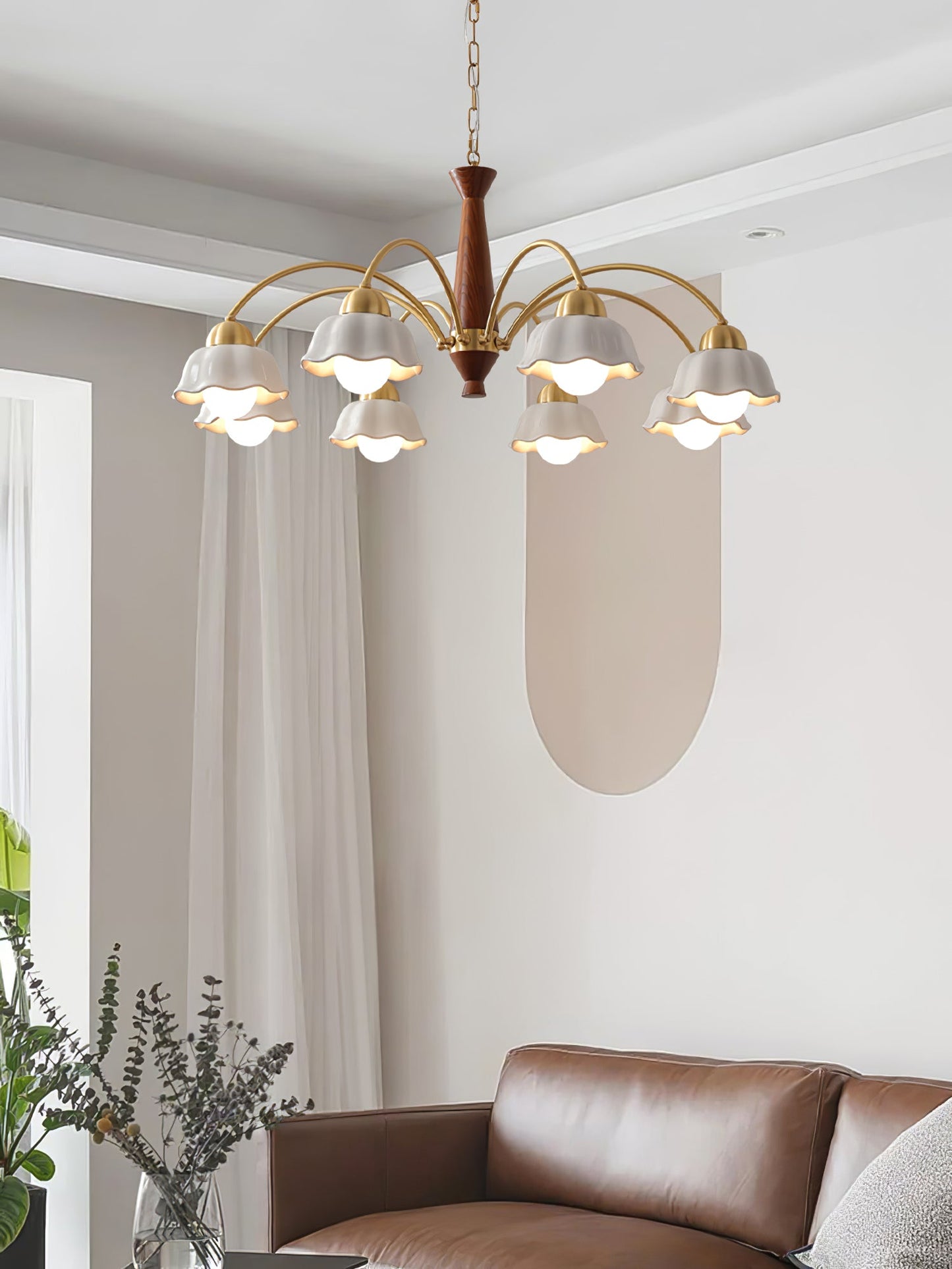 Swedish Modern Brass Ceiling fixture Chandelier