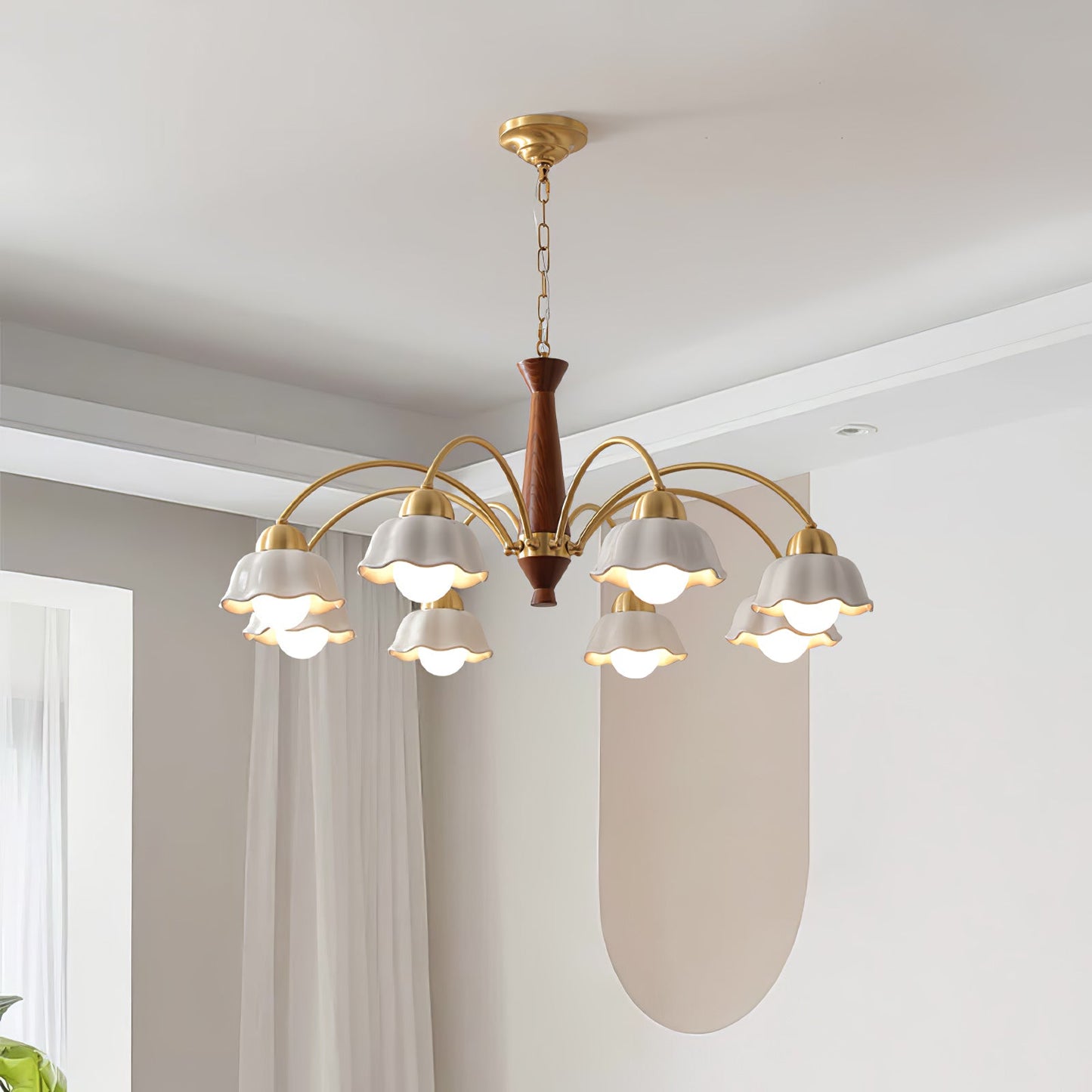 Swedish Modern Brass Ceiling fixture Chandelier