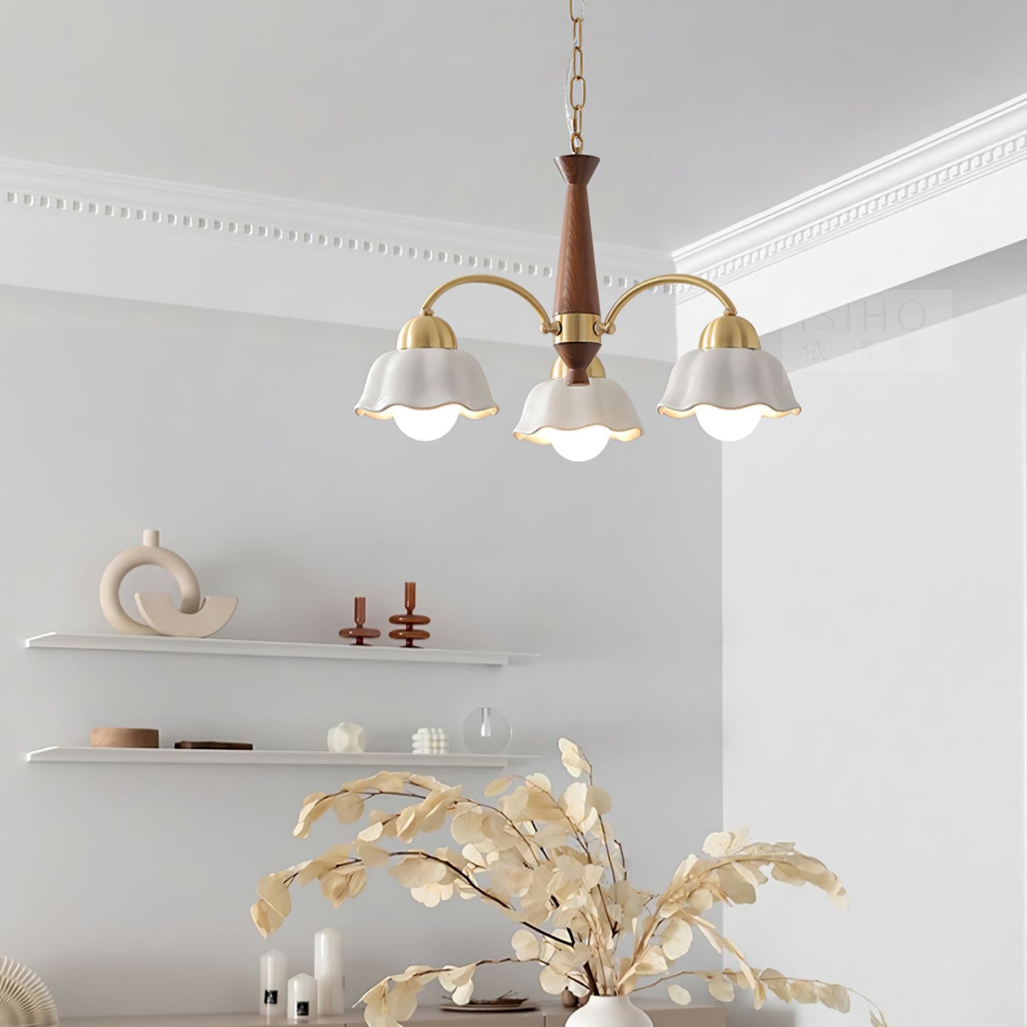 Swedish Modern Brass Ceiling fixture Chandelier