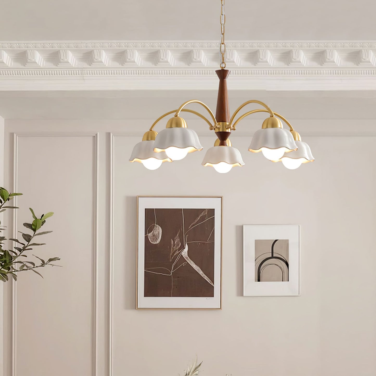 Swedish Modern Brass Ceiling fixture Chandelier