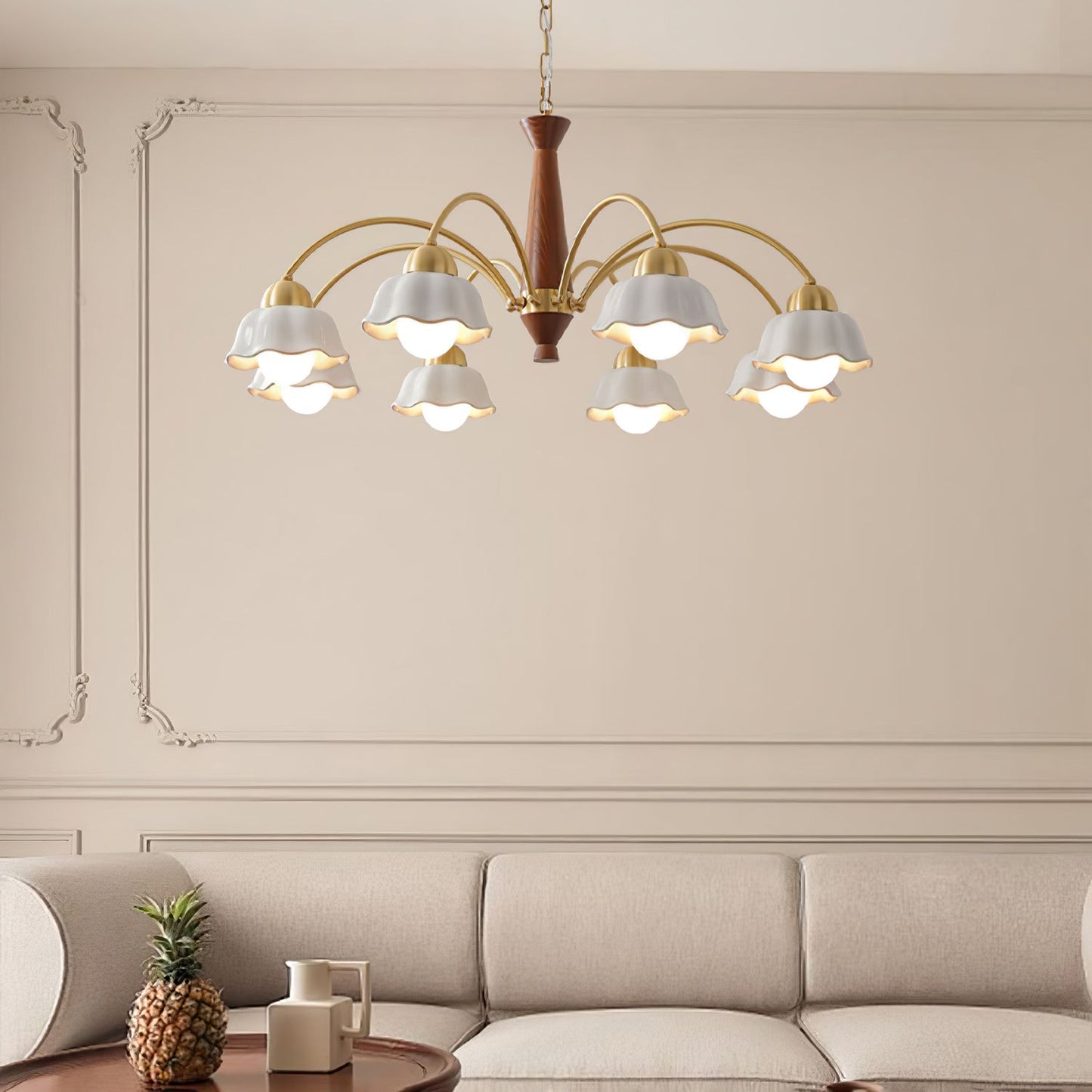 Swedish Modern Brass Ceiling fixture Chandelier