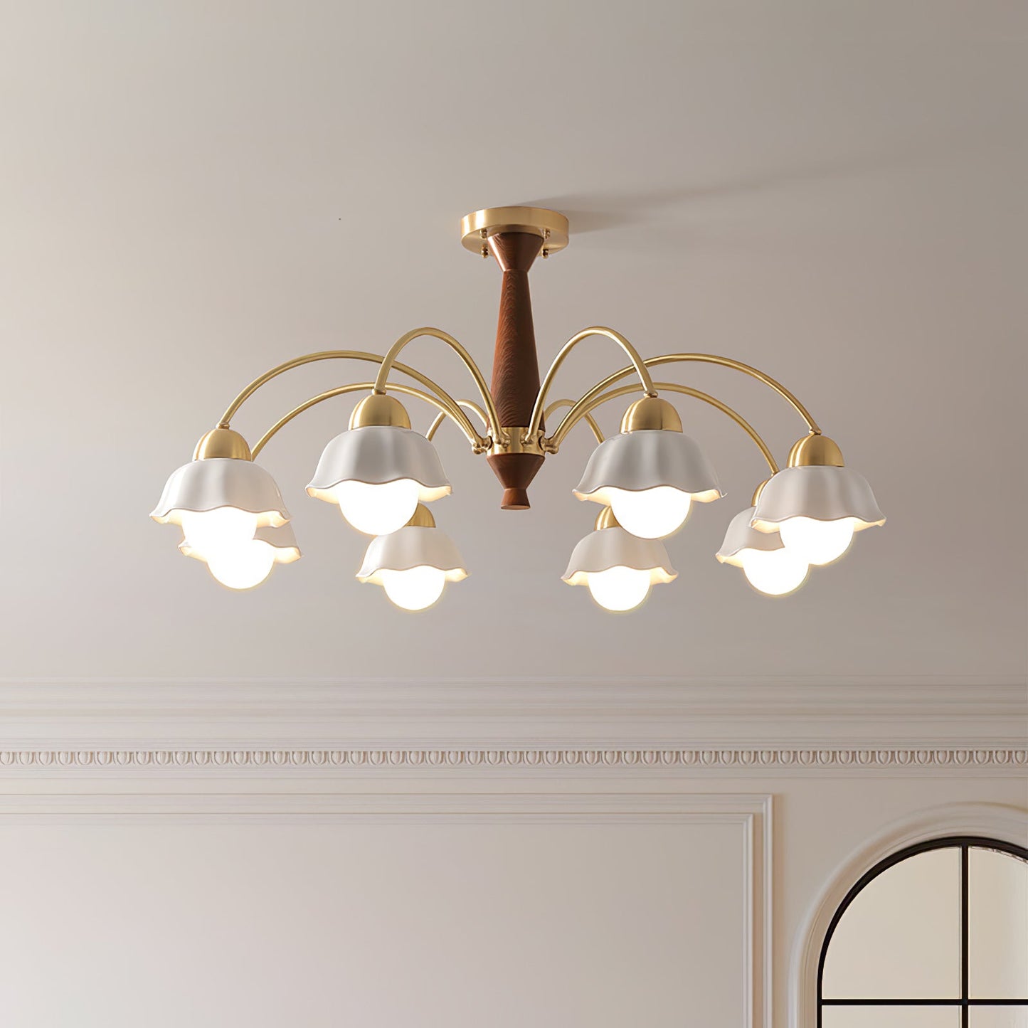 Swedish Modern Brass Ceiling fixture Chandelier