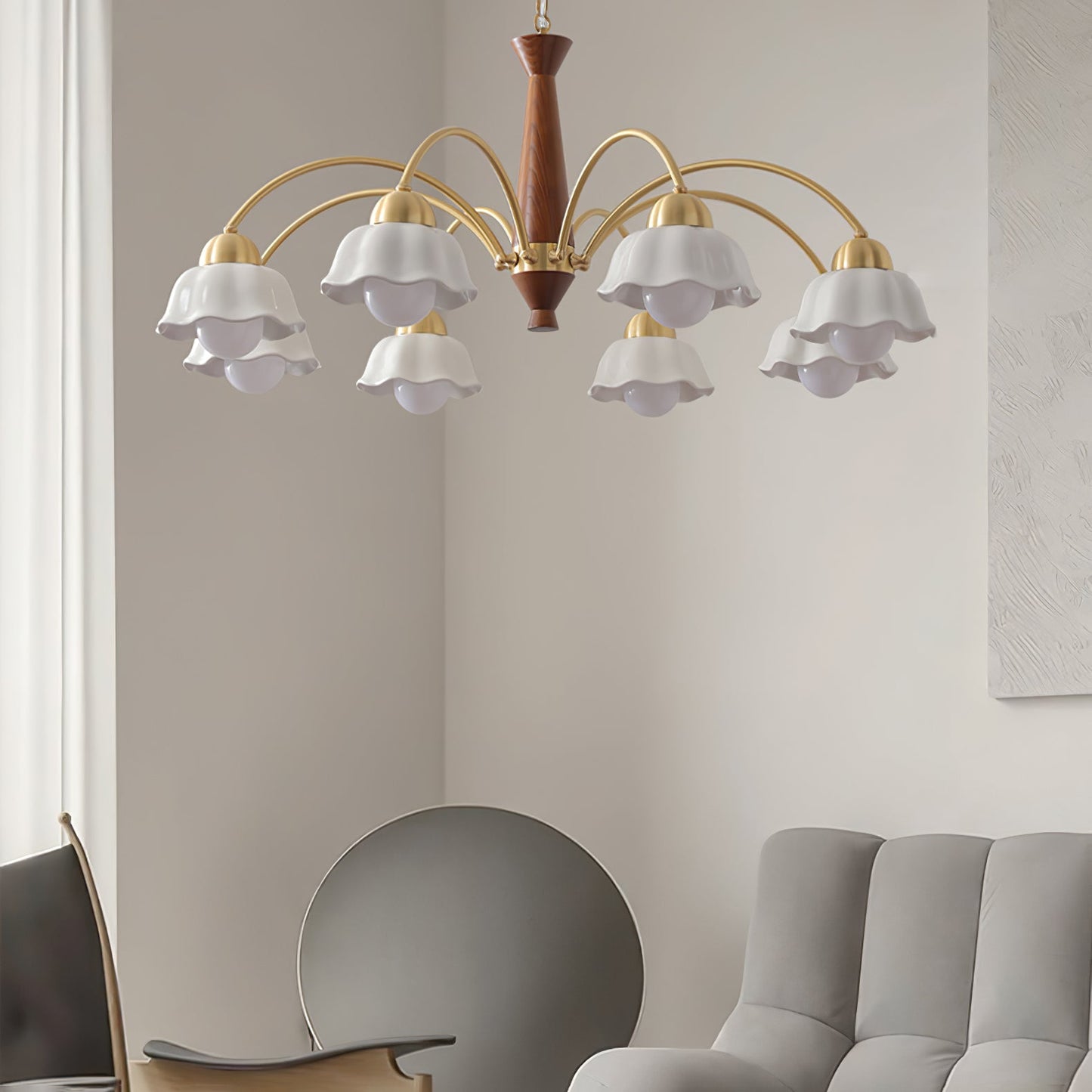 Swedish Modern Brass Ceiling fixture Chandelier