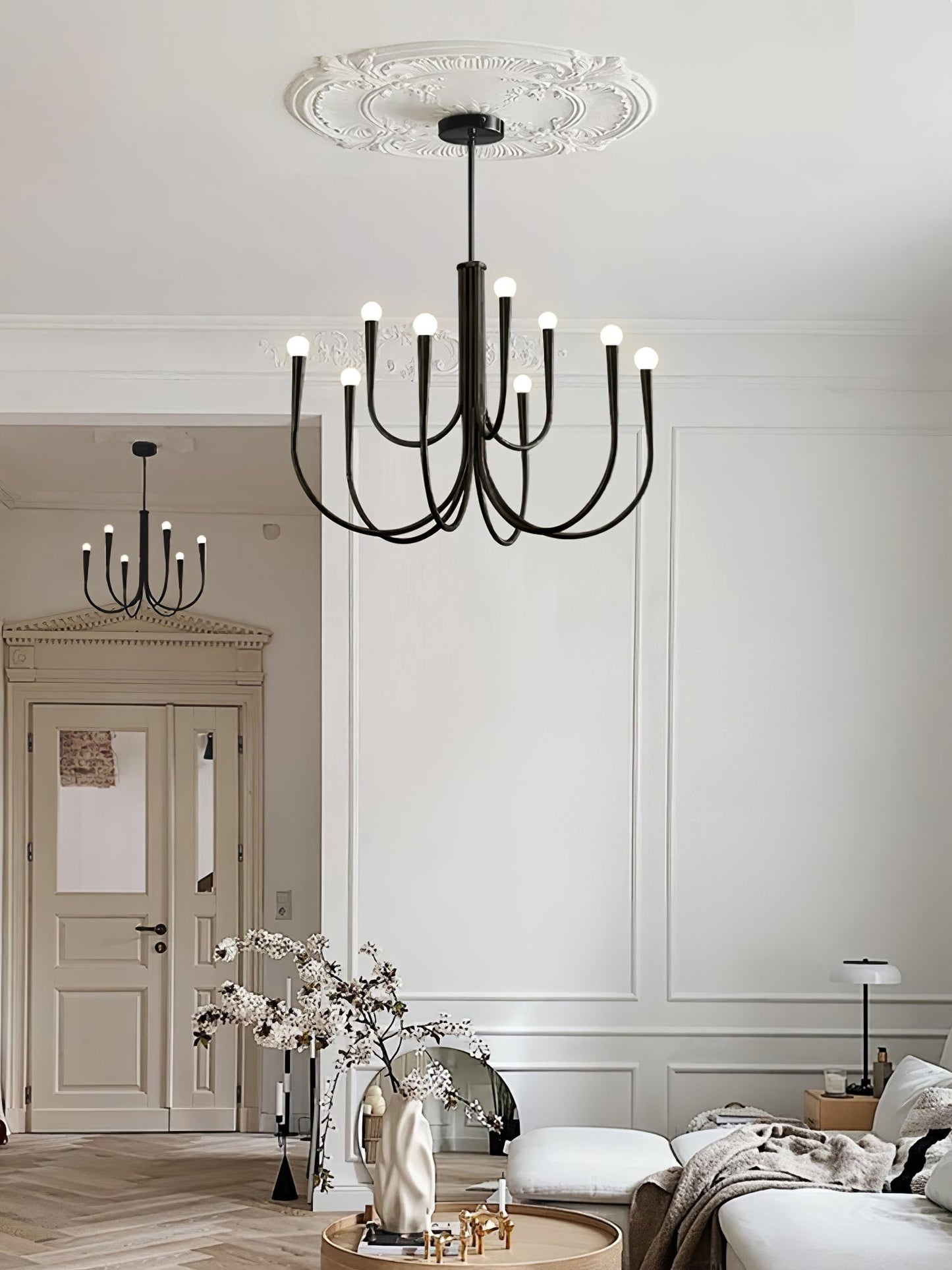 Swoop Arm Gasolier Chandelier