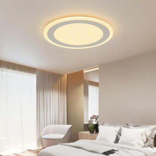 Modern Round Industrial Flush Mount White Ceiling Light for Bedroom