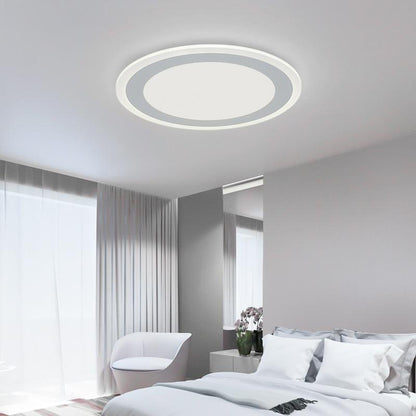 Modern Round Industrial Flush Mount White Ceiling Light for Bedroom