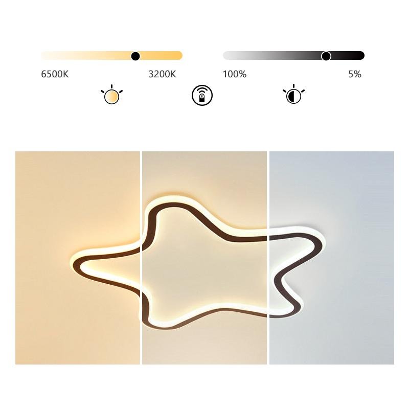 Modern Starfish Shaped Black Flush Mount Ceiling Lights Dimmable LED Ceiling Lights