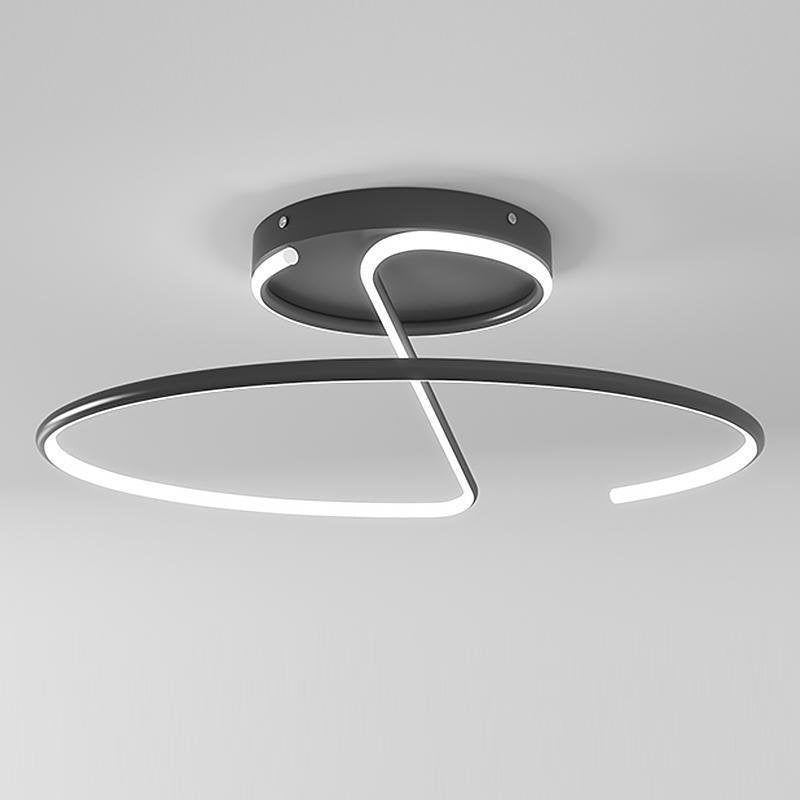 16 inch Sleek Wire-inspired Circular Modern LED Semi Flush Mount Ceiling Light