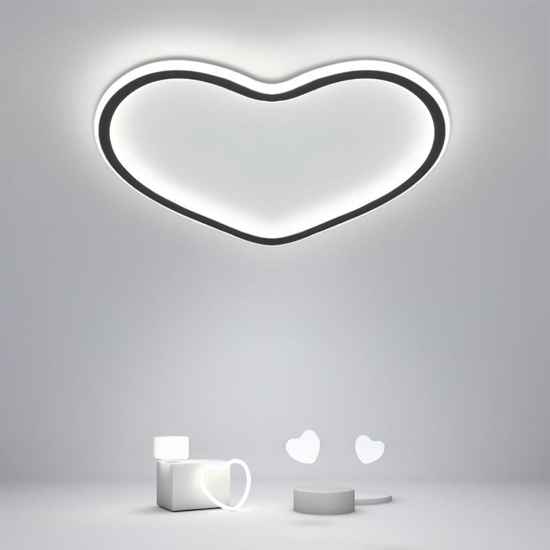 Heart Shaped Industrial Black Flush Mount Ceiling Lights for Bedroom