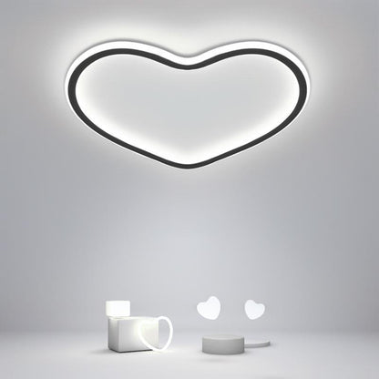 Heart Shaped Industrial Black Flush Mount Ceiling Lights for Bedroom