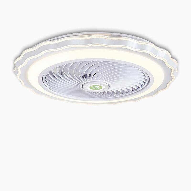 Goldish White Crown-Shaped Modern Bladeless Ceiling Fan with light and Remote