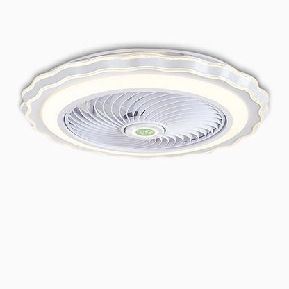 Goldish White Crown-Shaped Modern Bladeless Ceiling Fan with light and Remote