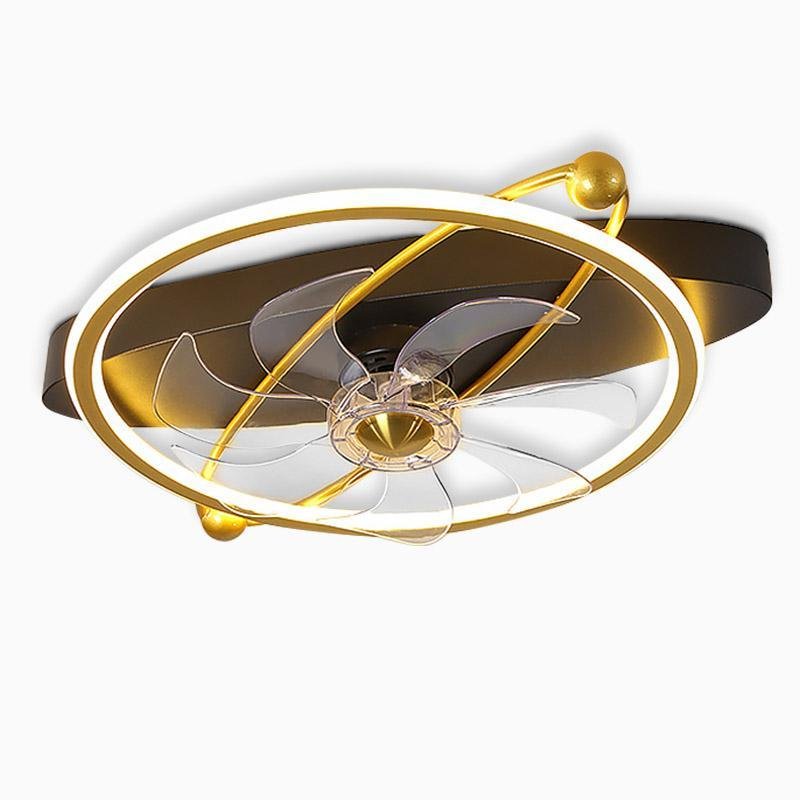 Gold Flush Mount Industrial Ceiling Fans with Remote and LED Lights