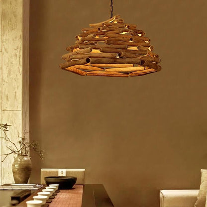 Handpicked Sticks Wood Pendant Light Burlywood Hanging Pendant Light