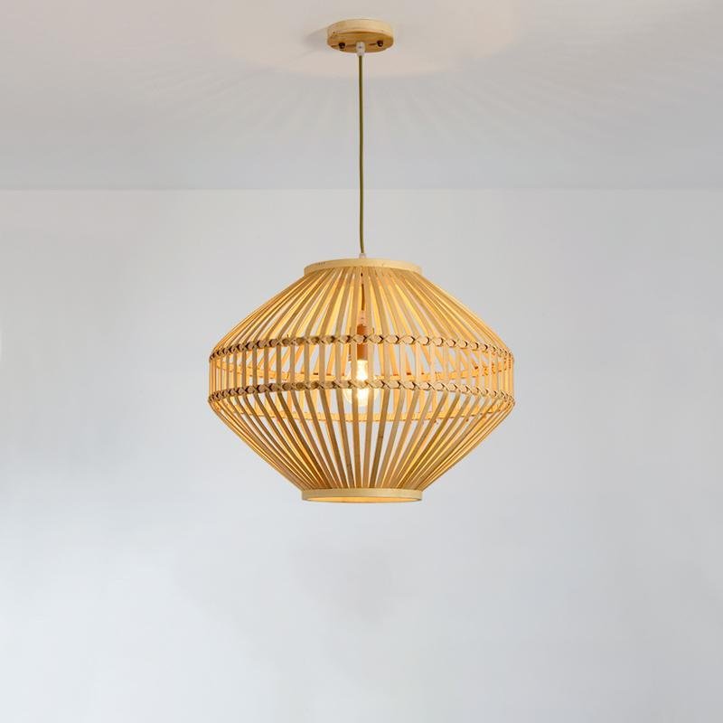 Circular Diamond Open Shaped Farmhouse Pendant Lights Bamboo Pendant Lights