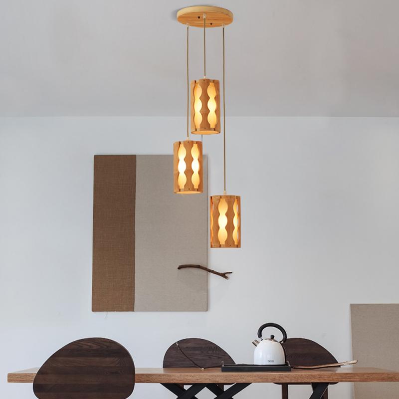 Well Constructed Bamboo Rustic Pendant Lighting With Squiggly Light Gaps