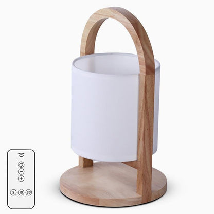 Battery Operated Wood Portable Accent Table Lamp