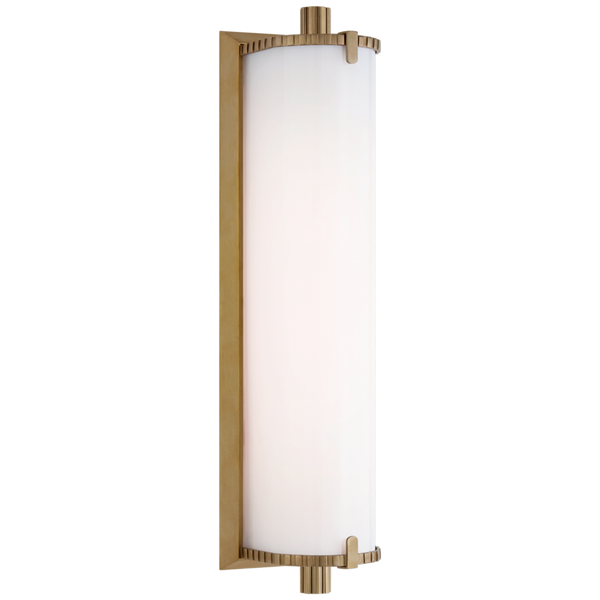 Bathroom Wall Sconce, LED, Hand-Rubbed Antique Brass, White Glass, 14"H (TOB 2192HAB-WG CTZG2)