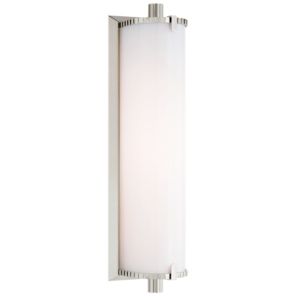 Bathroom Wall Sconce, LED, Polished Nickel, White Glass, 14"H (TOB 2192PN-WG CTZG3)