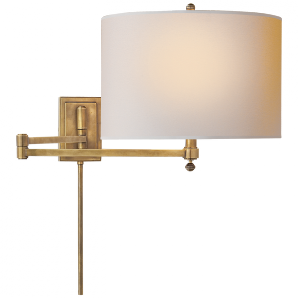 Swing Arm Wall Lamp, 1-Light, Hand-Rubbed Antique Brass, Natural Paper Shade, 11"H (TOB 2204HAB-NP 2G21T)